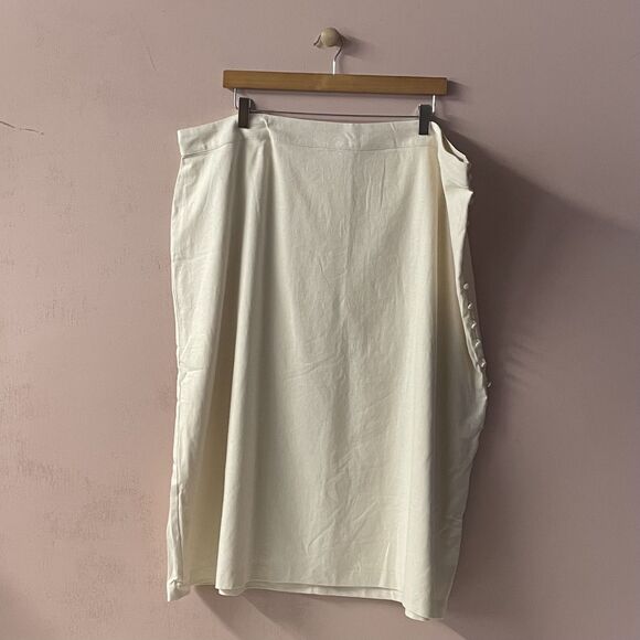 Madewell Cream Button-Down Side Slit Midi Skirt Plus Size 22 NWT - Picture 1 of 16